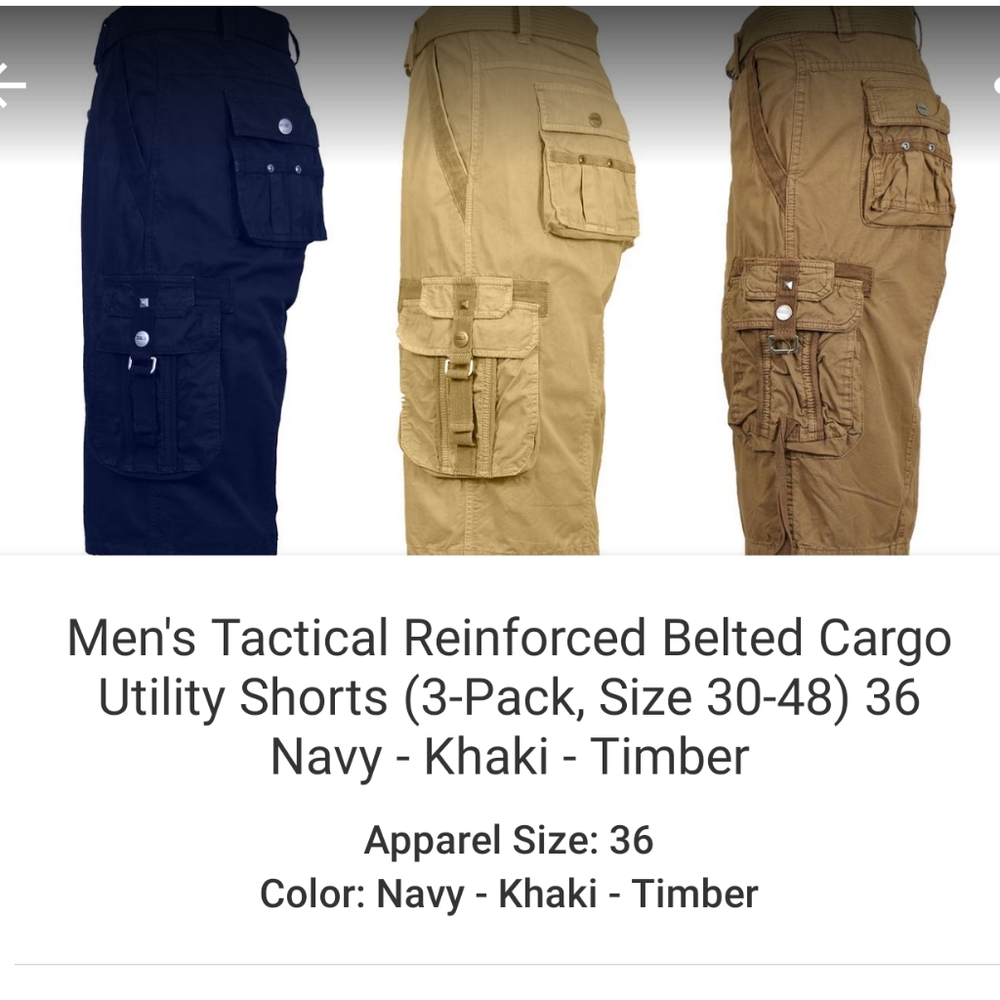 Three pack of men's cargo shorts